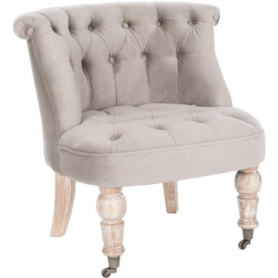 Mushroom Tufted Barrel Accent Chair with Wood Legs