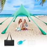 Costway 20 x 20 FT Beach Sunshade Canopy UPF50+ with Carry Bag & 8 Sandbags &  Shovel