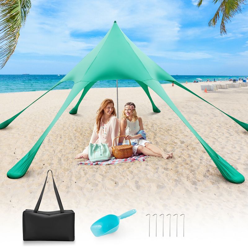 Costway 20 x 20 FT Beach Sunshade Canopy UPF50+ with Carry Bag & 8 Sandbags &  Shovel, 1 of 11