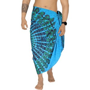 LA LEELA Men's Sarong Beach Cover Ups Wraps One Size Teal - 1 of 4