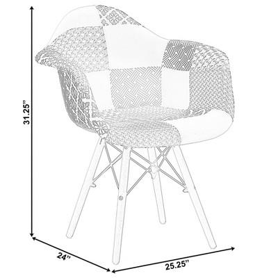 Mid-Century Modern Black and White Fabric Armchair with Beech Legs