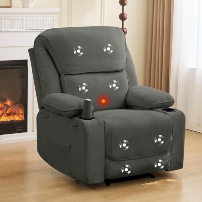 Electric Power Recliners with Massage and Heat Adjustable Armchair with Cup Stand, Ideal for Living Room, Office, Bedroom, Deep Grey