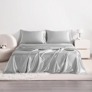 3/4 Pieces Satin Bed Sheet Set, Silky Cooling Soft Sheet Set - NTBAY - 1 of 4