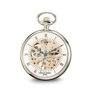 Black Bow Jewelry Charles Hubert Chrome Finish Brass Open Face Pocket Watch - 1 of 4