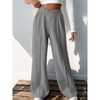 Women's High Waisted Wide Leg Sweatpants with Pockets Pleated Elastic Waist Casual Loose Yoga Pants - 3 of 4