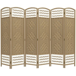 Gulches 6-Panel Natural Wave Partition, Elegant Room Separator - 1 of 4