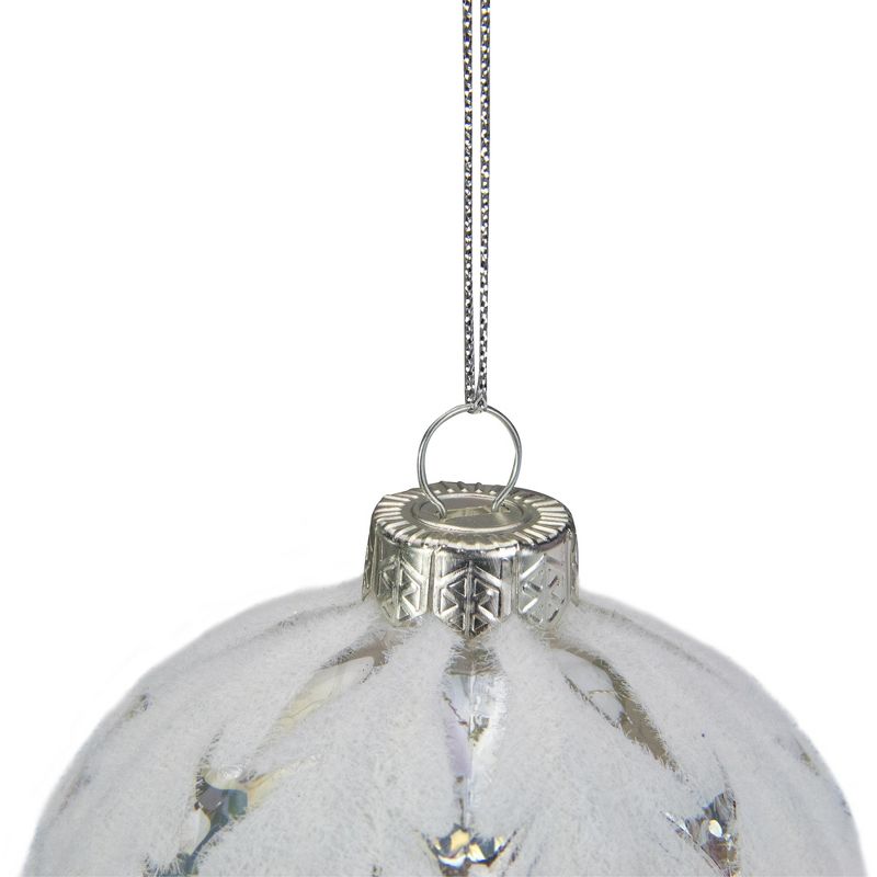 Northlight 3.25" Clear Iridescent with White Frost Glass Ball Christmas Ornament, 3 of 4