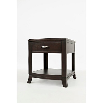 Dark Merlot Acacia Wood End Table with Storage