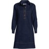 Lands' End Women's Soft Denim Popover Long Sleeve Shirt Dress - 3 of 4