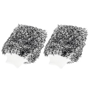 Unique Bargains Coral Fleece Car Wash Mitt Microfiber Glove Double Sided Washing Tool 1 Pair - 1 of 4