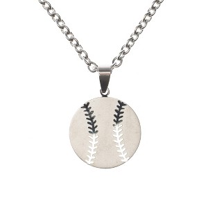 Dicksons Baseball Sports Star Prayer Cross Pendant 24 Inch Silver Stainless Steel Necklace in Jewelry Box - 1 of 4