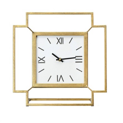 Antiqued Gold Square Table Clock - 3R Studios