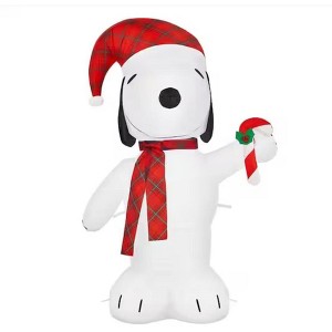 Gemmy 3.5-FT Tall LED Snoopy in Plaid Holding a Candy Cane Christmas Inflatable - 1 of 2