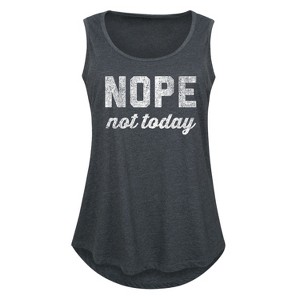 Women's - Instant Message - Distressed Nope Not Today Graphic Racerback Tank - 1 of 4
