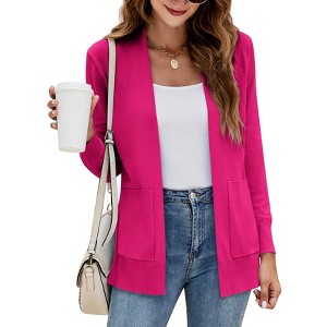 Imily Bela Womens Knit Open Front Long Sleeve Cardigan Sweater with Pockets - 1 of 4