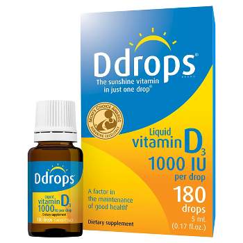 Ddrops Liquid Vitamin D3 Drops 1000 IU (25 mcg) - 180 drops - 0.17 fl oz