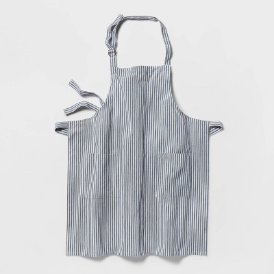 Blue Linen Apron, Tea Towel and Oven Mitt Set