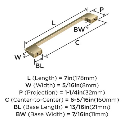 Golden Champagne Modern Steel Bar Pull with Mounting Hardware