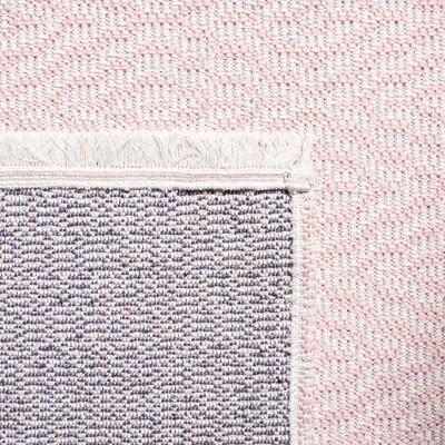 Pink and Ivory Geometric Flat Woven Synthetic Rug, 4'5"x6'5"