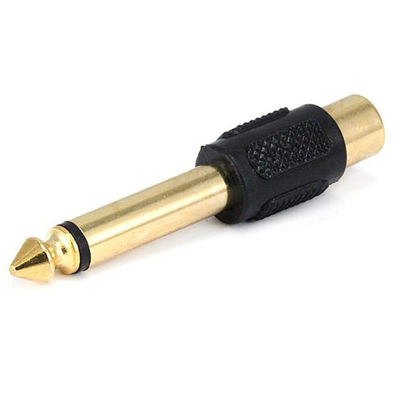 Monoprice 1/4in (6.35mm) TS Mono Plug to RCA Jack Adapter, Gold Plated (Yellow plastic center), 1 of 3