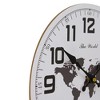 Northlight 12" White and Black Battery Operated Round Wall Clock with Continent Design - 4 of 4