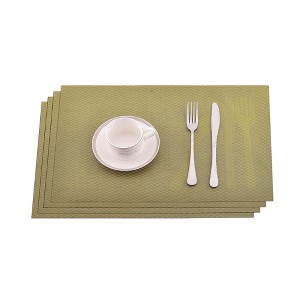 Knife & Fork Jacquard 12" x 18" In. PVC Fiber Woven Non-Slip Washable Placemat Set of 4 - 1 of 3