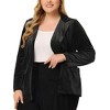 Agnes Orinda Women's Plus Size Velvet Front Button Notched Lapel Formal Office Blazers - 2 of 4