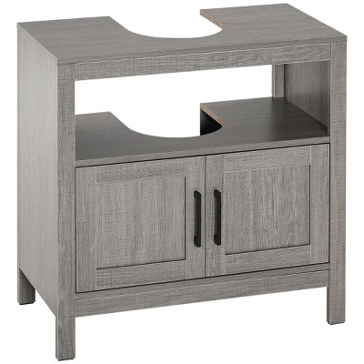 GlasFlength 23.5" Bathroom Storage Cabinets Pedestal Sink Storage Cabinet Vanity Base Cabinet with 2 Doors and Shelf for Bathroom, Gray