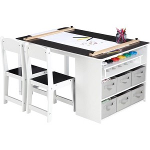 Kids Art Table and Chairs Set, with Large Storage Desk and Portable Art Supply Organizer, Living and Learning Kids' Art Table and Stool Set - 1 of 4