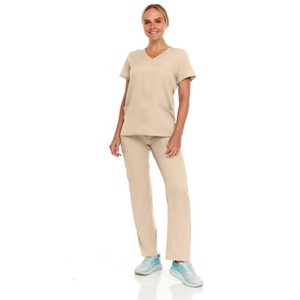 Hey Collection Women Scrubs Set 4-Way Stretch Mock Neck Top with Straight Leg Scrub Pants with Four Pockets - 1 of 4
