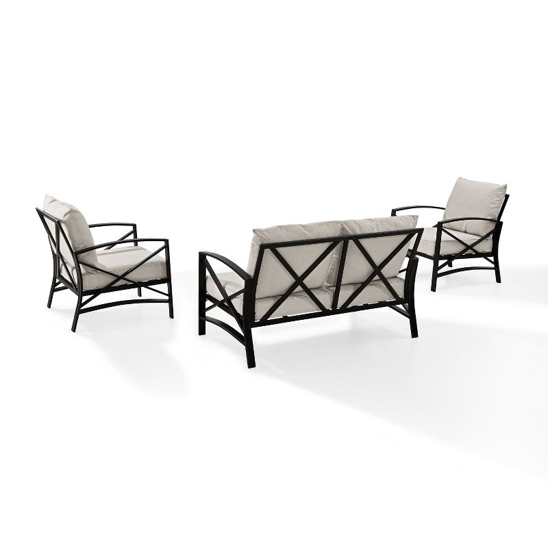 Crosley 3pc Kaplan Steel Outdoor Seating Furniture Set with Loveseat &#38; 2 Chairs Oatmeal, 4 of 15