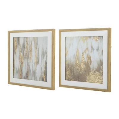 SEVOBAL Wall Art Framed Gold Gray Set Sleek Modern Glass Panel Decor for Large Stylish Living Room Spaces, Multicolored, 28"*28"*8"