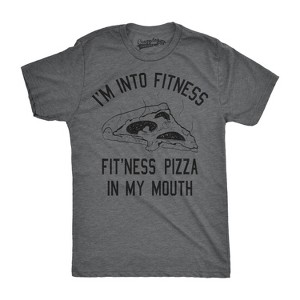 Mens Fitness Pizza In My Mouth T Shirt Funny Fitness Workout Foodie Tee For Guys - Crazy Dog Men's T Shirt - 1 of 4