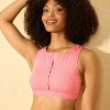 Women's Ribbed Snap Front High Neck Bikini Top - Shade & Shore™ Black - 3 of 3