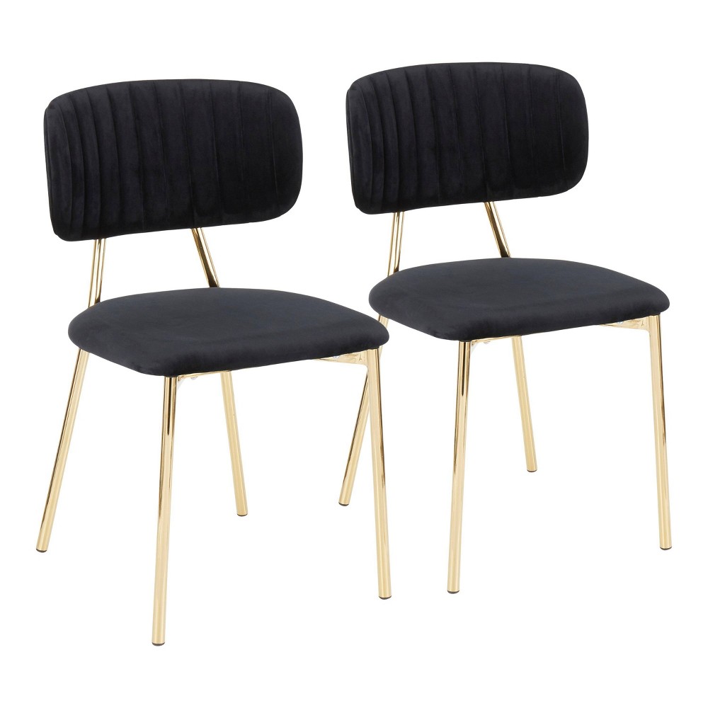 Set of 2 Bouton Contemporary Glam Chair Black - LumiSource