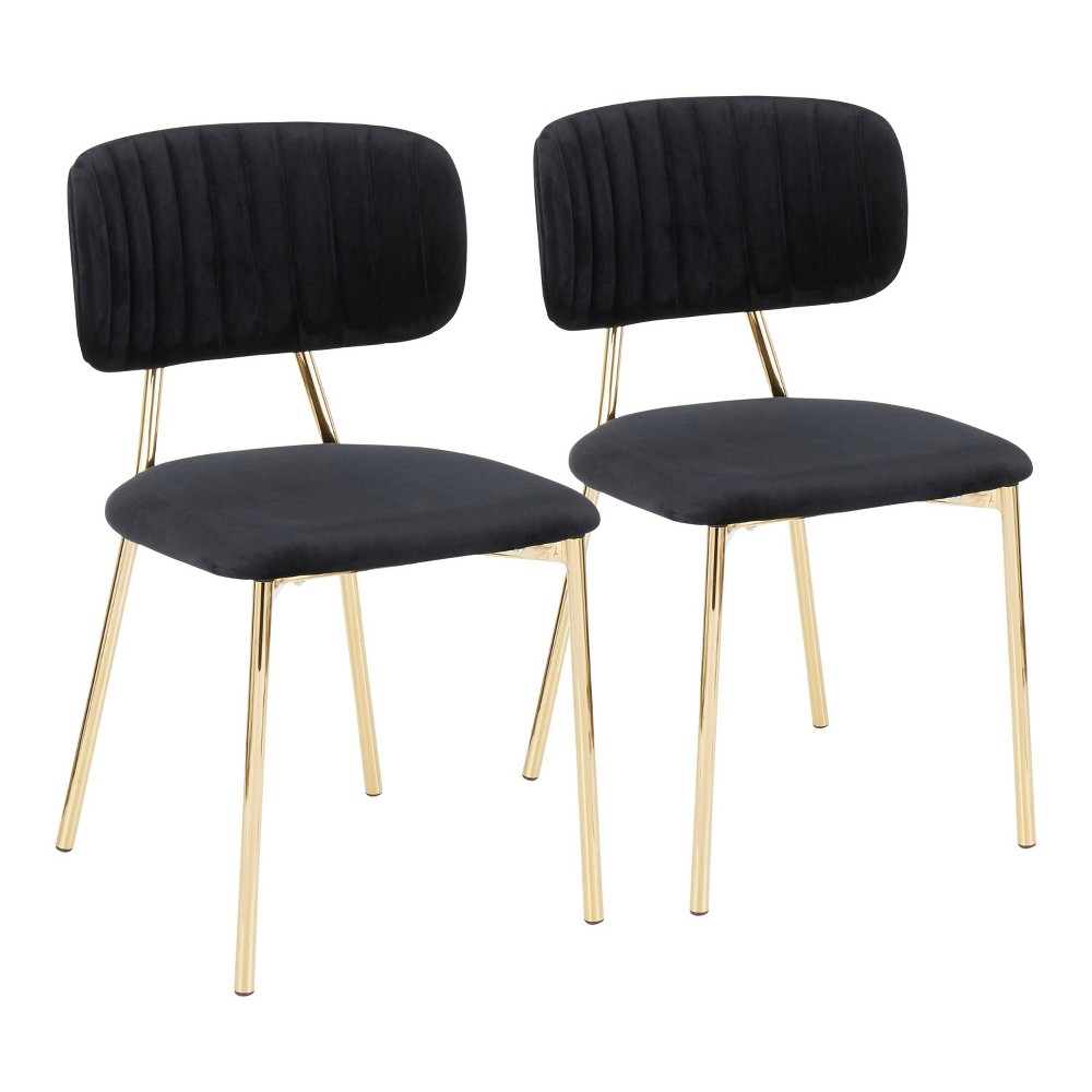 Photos - Chair Set of 2 Bouton Contemporary Glam  Black - LumiSource