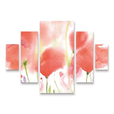 Trademark Fine Art Sheila Golden Poppy Perfection 5 Piece Panel Set Art