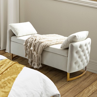 Christoph Modern Upholstered Flip Top Storage Bench with Two Pillows for Foot of Bed|ARTFUL LIVING DESIGN
