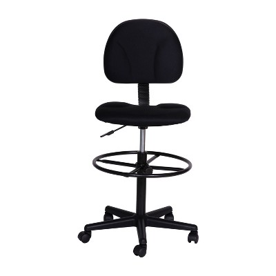 Black Adjustable Fabric Drafting Chair with Swivel