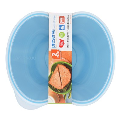Aqua Blue Recycled Plastic Food Storage Container Set - 2 Pack