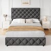 Homhougo Full Size Bed Frame with 4 Storage Drawers, Upholstered Platform Bed Frame with Adjustable Headboard, Diamond Stitched Button Tufted, Grey - 3 of 4