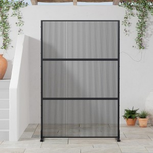 72"H Black 3-Panel Woven Room Divider Decorative Metal Privacy Screen Garden Arbor Freestanding Patio Trellis - 1 of 4