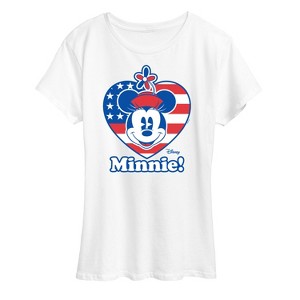 Women's - Disney - Minnie Flag Heart Short Sleeve Graphic T-Shirt - 1 of 4