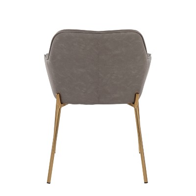 Daniella Gold Steel and Gray Faux Leather Dining Chairs, Set of 2