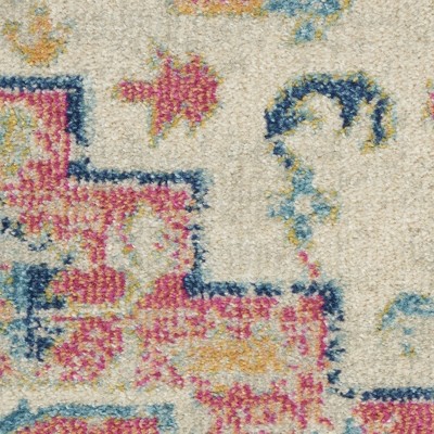 Passion Floral Symphony Blue Rectangular 6'7" x 9'6" Synthetic Rug