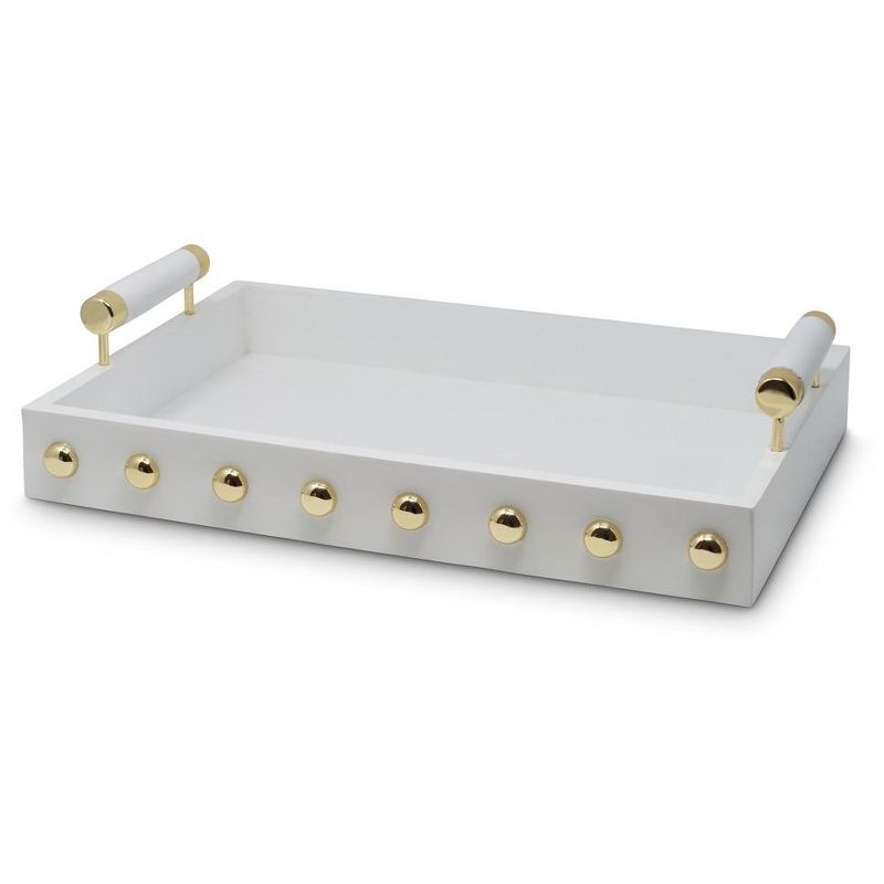 Classic Touch High Gloss Decorative Tray with Gold Ball Deign and Handles, 4 of 6