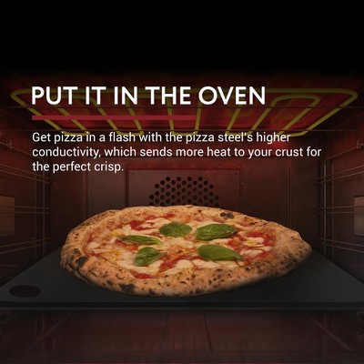 14x14 Inch Black Steel Pizza Baking Plate with Finger Hole