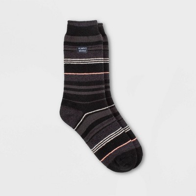 Always Warm by Heat Holders Women's Warm Striped Crew Socks - Black 5-9