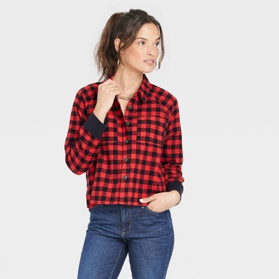 Women's Long Sleeve Flannel Adaptive Button-Down Shirt - Universal Thread™ Plaid