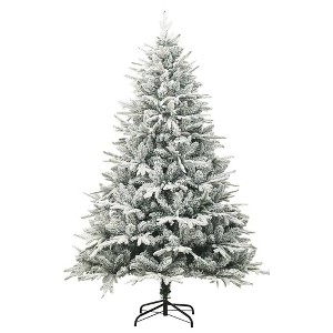 vidaXL Christmas Tree Green with white flocked snow PVC and PE Large - 1 of 4
